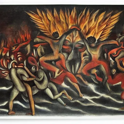 Image similar to mexican muralism painting of the fourth transformation of mexico, by siqueiros