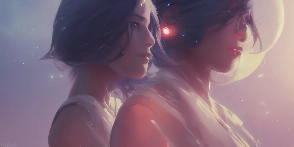 Image similar to Young Himalayan woman, somber white eyes, long, gentle lighting, piloting a small space shuttle, futuristic, dim lighting, digital art by Makoto Shinkai ilya kuvshinov and Wojtek Fus, digital art, concept art,