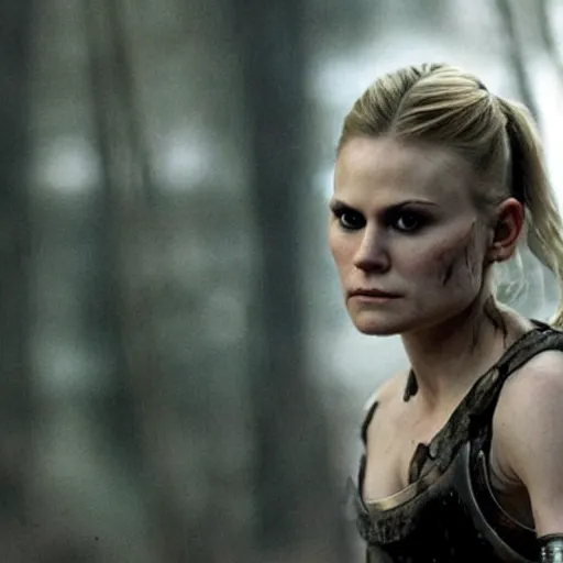 Image similar to anna paquin as a warrior in a dystopian future