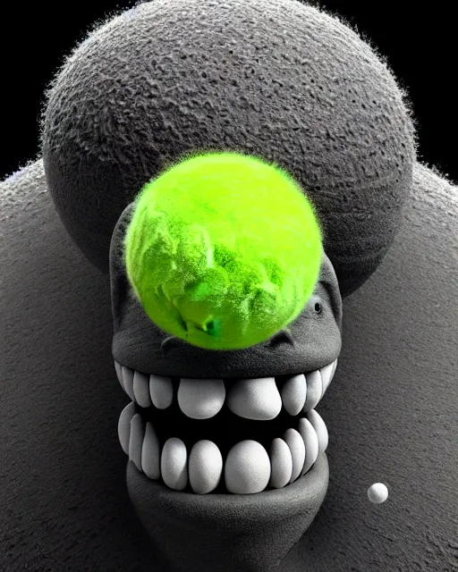 Prompt: highly detailed vfx portrait of a character of a tennis ball monster stephen bliss, chalk, unrealengine, basil gogos