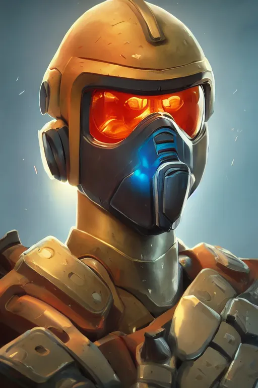 Image similar to epic mask helmet robot ninja portrait stylized as fornite style game design fanart by concept artist gervasio canda, behance hd by jesper ejsing, by rhads, makoto shinkai and lois van baarle, ilya kuvshinov, rossdraws global illumination radiating a glowing aura global illumination ray tracing hdr render in unreal engine 5