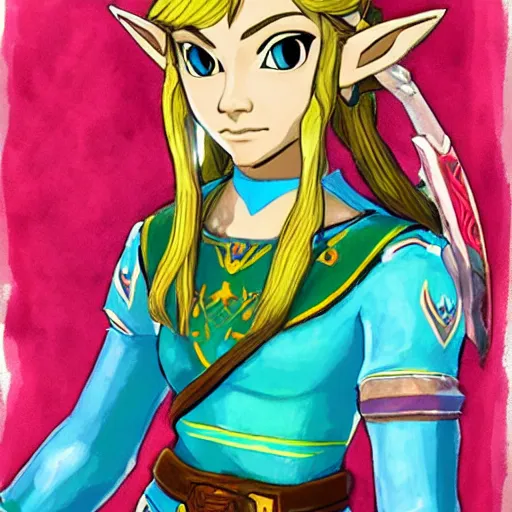 Image similar to a portrait of princess zelda from the legend of zelda breath of the wild, breath of the wild art style.