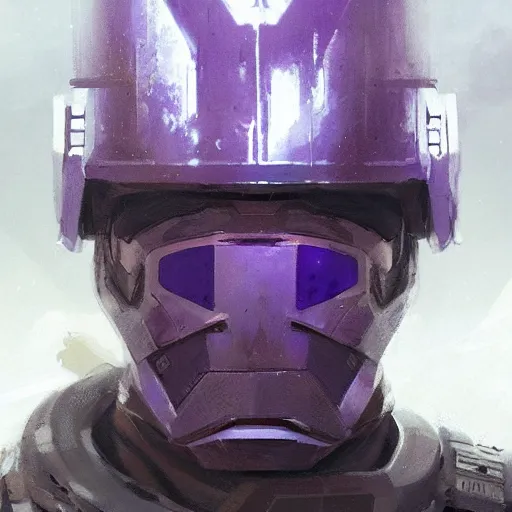 Image similar to concept art of a portrait by greg rutkowski, a soldier of the eternal empire wearing purple and white tactical gear, star wars expanded universe, smooth, sharp focus, artstation hq.