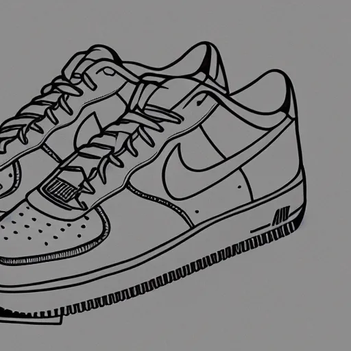 Image similar to technical line illustration of a nike airforce one