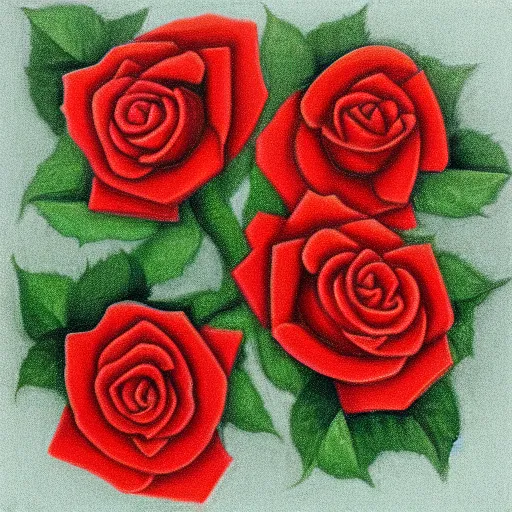 Prompt: red roses by escher