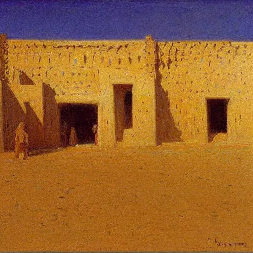 Prompt: timbuktu, by henry ossawa tanner