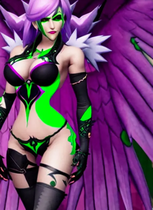 Image similar to morrigan aensland in overwatch, premium character skin