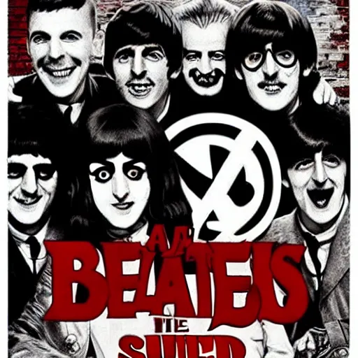 Image similar to a band the beatles as a suicide squad, dc movie poster