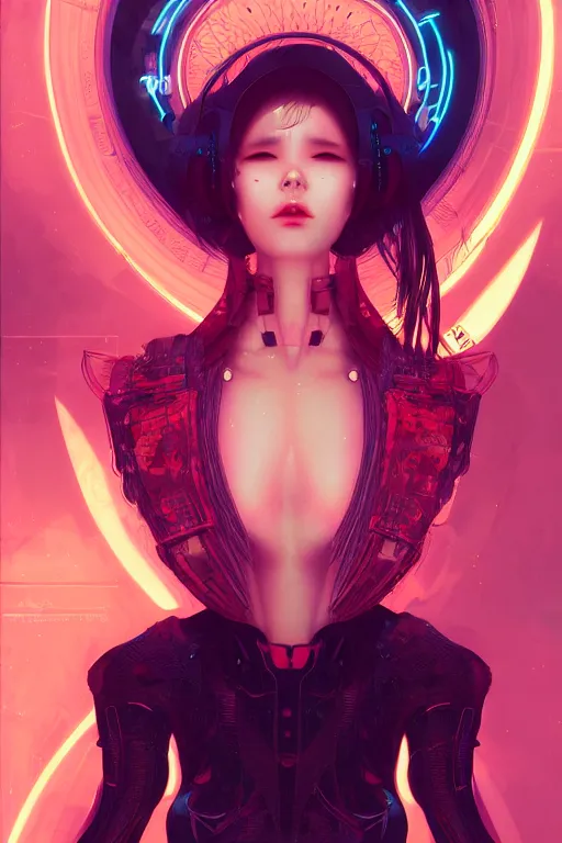 Image similar to portrait futuristic Devil Girl, in future cyberpunk tokyo rooftop , ssci-fi, fantasy, intricate, very very beautiful, elegant, human anatomy, neon light, highly detailed, digital painting, artstation, concept art, smooth, sharp focus, illustration, art by tian zi and WLOP and alphonse mucha