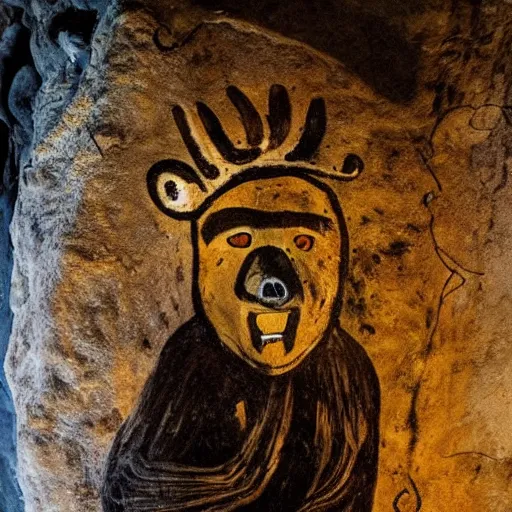 Image similar to shaman in a bear mask, chauvet cave painting