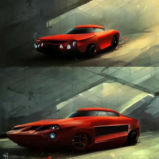 Image similar to redesigned old car as new, elegant, digital painting, concept art, smooth, sharp focus, art style from Wang Ke and Greg Rutkowski and Bruce Kaiser and Scott Robertson and Dmitry Mazurkevich and Doruk Erdem and Jon Sibal, small style cue from Blade Runner and Minority Report and iRobots