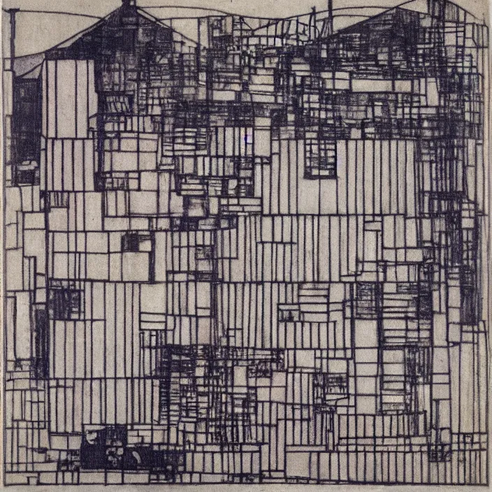 Image similar to a building in a landscape, by margaret macdonald mackintosh