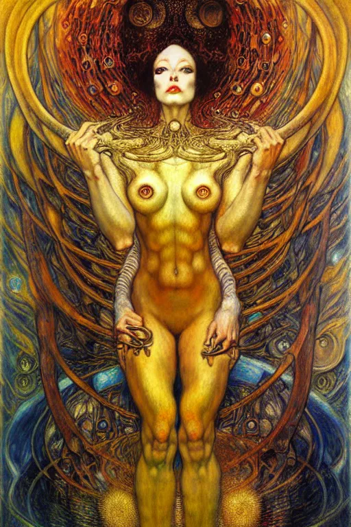 Image similar to Divine Chaos Engine by Karol Bak, Jean Delville, William Blake, Gustav Klimt, and Vincent Van Gogh, symbolist, visionary