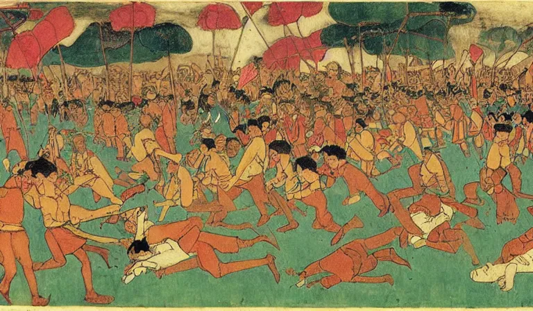 Image similar to the taiping rebellion, by henry darger