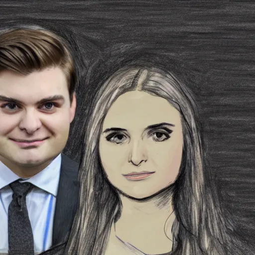 Prompt: sketch of lauren southern and nick fuentes together