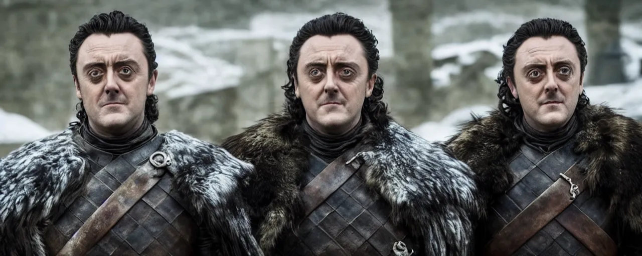 Image similar to a film still of Peter serafinowicz in game of thrones.