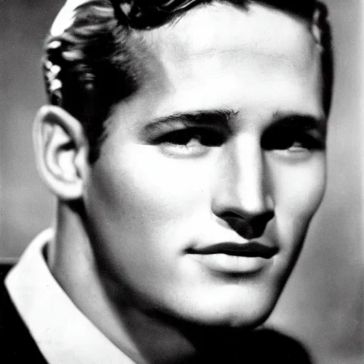 Prompt: young paul newman, headshot portrait