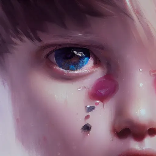 Image similar to close up of a crying girl with pretty eyes, digital art by ruan jia and mandy jurgens and artgerm, highly detailed, trending on artstation, award winning,