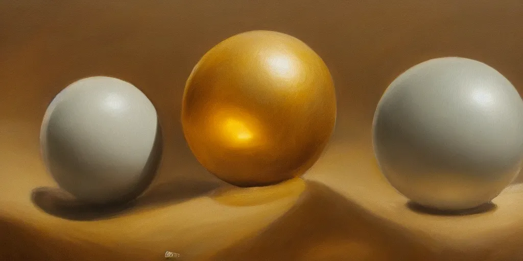 Prompt: two spheres, cinematic lighting, award-winning, detailed oil painting, hyperrealistic, 8k