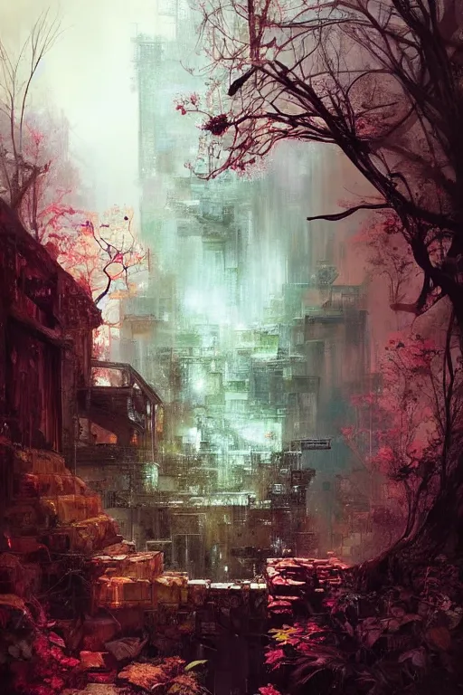 Prompt: (((((a ramshackle Manhattan brick brownstone deep in the forest))))) by Wenjun Lin!!!!!!!!!!!!!!!!!!!!!!!!!!!