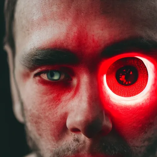 Image similar to a man with red glowing eyes