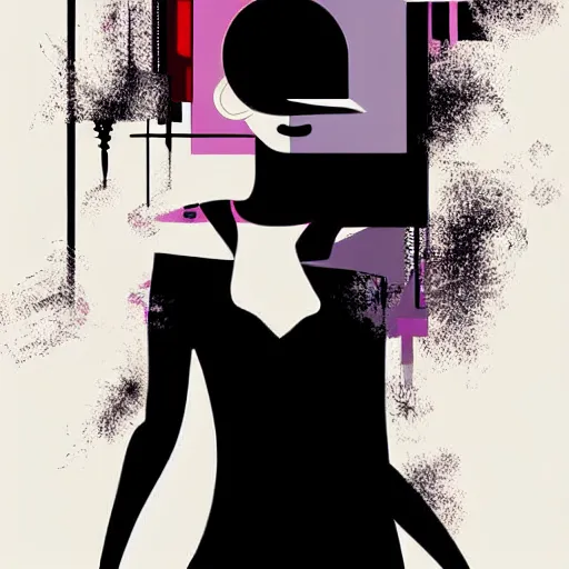 Image similar to vector style the abstract painting of an image of a lady artistic flat illustration, cyber punk minimal figure art, soft colors mono chromatic, art in the style of Bryen Frost