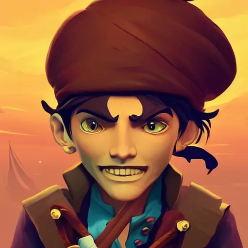 Image similar to painting jack the pirate on sea of thieves game avatar hero smooth face median photoshop filter cutout vector behance hd by jesper ejsing, by rhads, makoto shinkai and lois van baarle, ilya kuvshinov, rossdraws, illustration, art by ilya kuvshinov and gustav klimt