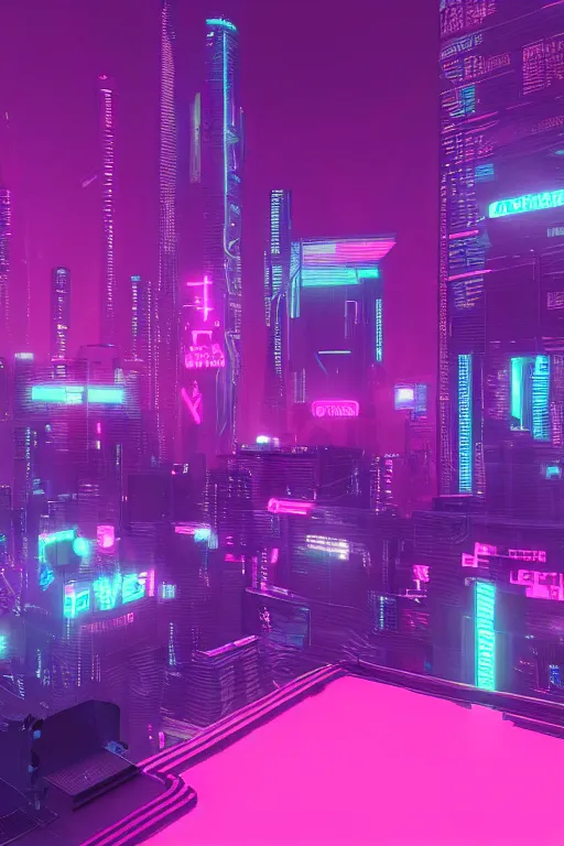 Image similar to cyberpunk syntwave landscape, pink neon lights, futuristic, cgsociety, in the style of artstation