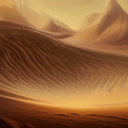 Prompt: A ultra detailed matte painting of Sand Worm from Dune, by Peter mohrbacher, trending on ArtStation, epic composition, epic scale