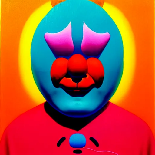 Prompt: angry clown by shusei nagaoka, kaws, david rudnick, airbrush on canvas, pastell colours, cell shaded, 8 k