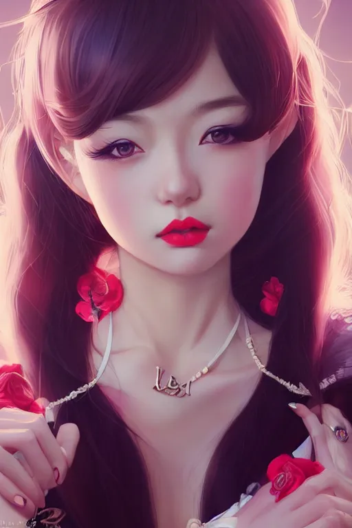 Image similar to a pin up and beautiful fashion charming dreamlke japan girl with lv jewelry, character art, art by artgerm lau and wlop and and ilya kuvshinov and john singer sargent, hyperdetailed, 8 k realistic, symmetrical, frostbite 3 engine, cryengine, dof, trending on artstation, digital art