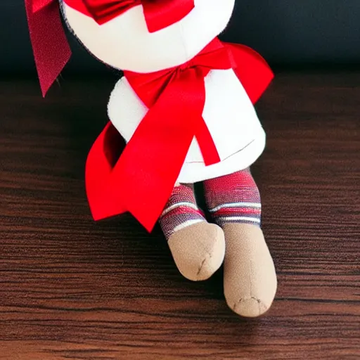 Prompt: cute fumo plush of a girl in a bow tie and red ribbon, anime girl