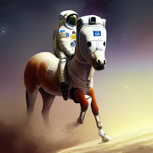 Prompt: a horse riding an astronaut, hyperrealism, no blur, 4 k resolution, ultra detailed, style of ron cobb, adolf hiremy - hirschl, syd mead, ismail inceoglu, rene margitte