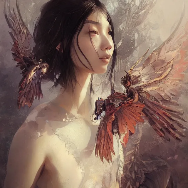 Prompt: very beauty girl asian, wings, hyper detailed, insane details, intricate, elite, elegant, luxury, by ismail inceoglu dragan bibin hans thoma greg rutkowski alexandros pyromallis rene maritte illustrated, perfect face, fine details, realistic shaded, fine - face, pretty face