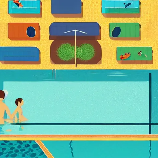 Image similar to illustration the swimming pool by malika favre