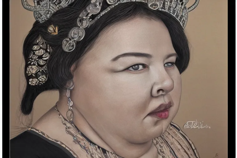 Prompt: detailed portrait of a chubby queen | Steven Belledin