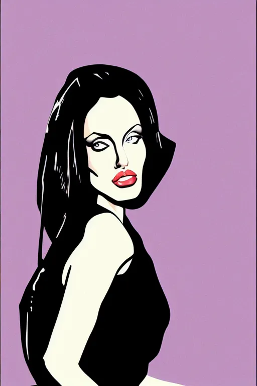 Prompt: digital illustration of Angelina Jolie by Patrick Nagel artist