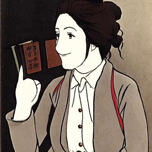 Image similar to socialist revolutionary rosa luxemburg, style of studio ghibli, anime