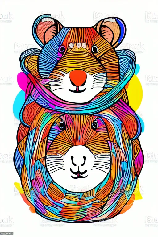 Prompt: minimalist boho style art of a colorful hamster, illustration, vector art