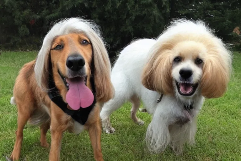 Prompt: a dog with a mullet