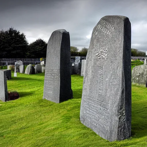 Prompt: stone memorial, Finglas Dublin, photograph, 8k