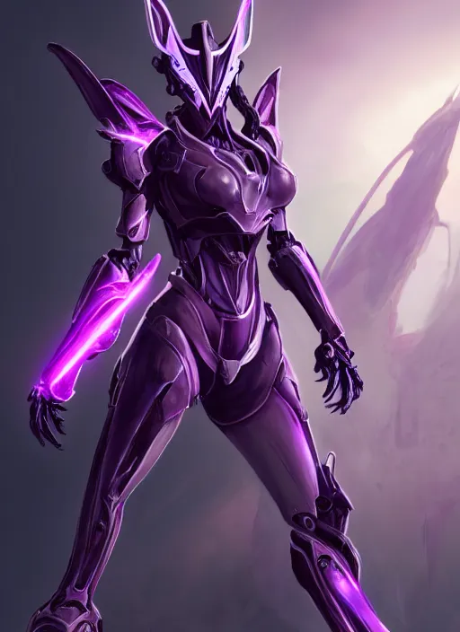 Image similar to cinematic close shot, galactic sized proportional stunning beautiful hot female warframe, sleek mecha goddess dragon head, metal ears, led purple eyes, smooth fuschia skin, smooth silver armor, floating in space, holding a galaxy, epic proportions, epic size, epic detail, furry art, dragon art, giantess art, warframe fanart, furaffinity, octane