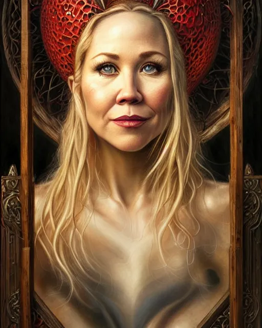 Prompt: detailed portrait of christina applegate apple!! intricate gate!! by tomasz alen kopera and peter mohrbacher and johanna martine! and margaret keane! coherent luminescent