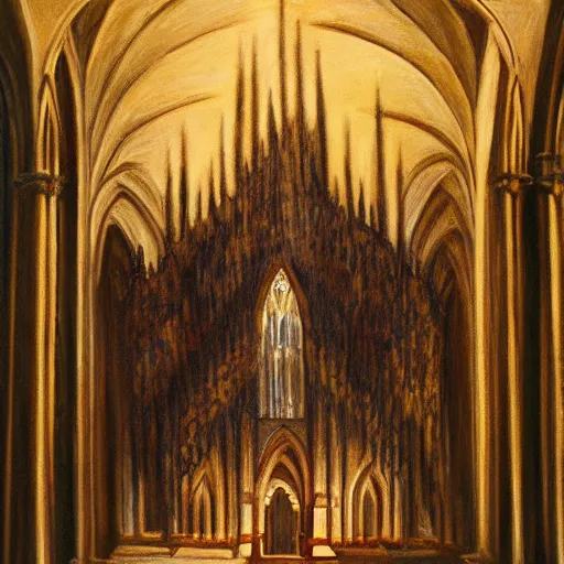 Prompt: Super realistic painting of Lucifer Morningstar in a cathedral , 4K , dark occult , art by Archangel