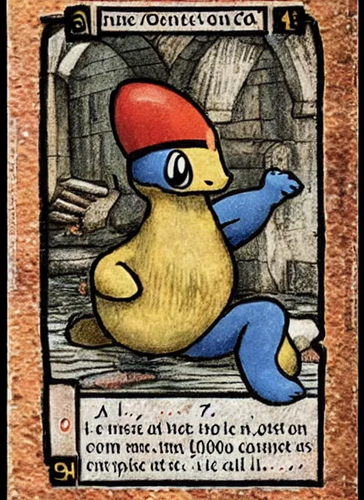 Image similar to a pokemon card from the 1 4 0 0 s