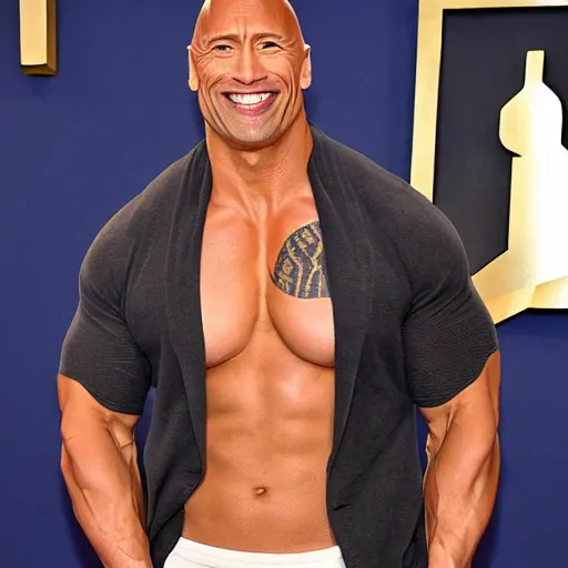 Image similar to Dwayne The Rock Johnson looking fabulous in a skimpy dress after her FTM surgery