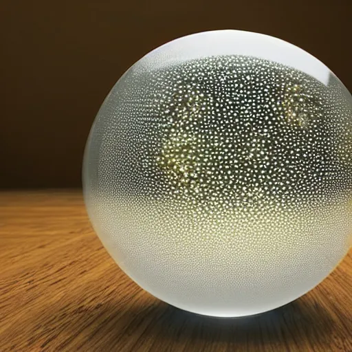 Image similar to realistic arcane magical sphere filled with bubbles on top of a wooden table, a raytraced image by filip hodas, trending on cgsociety, photorealism, vray tracing, rendered in unreal engine, ray tracing