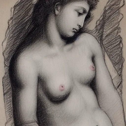 Image similar to of a beautiful girl sketched in pencil by michelangelo lots of little sketches a study of the female form ultra detail maximillist