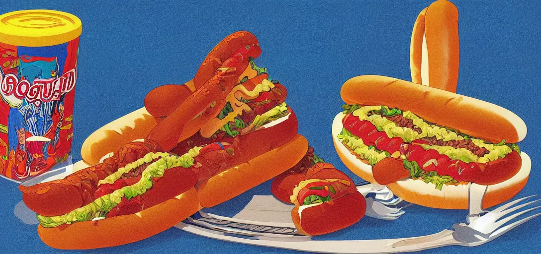 Prompt: an original jean giraud digital art masterpiece of a religious decree prohibiting hotdog buns, hotdogs without buns, discarded hotdog buns