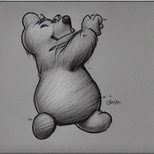 Prompt: anatomy drawing of winnie the poo